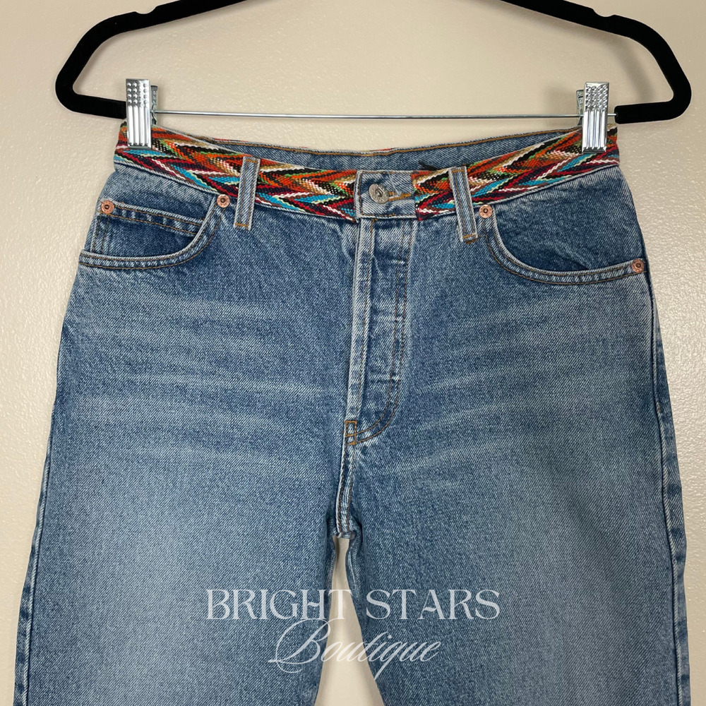 Rare Multicolor Trim Cropped Jeans ASO Buffy Summers BtVS High Rise Vintage - Picture 5 of 7